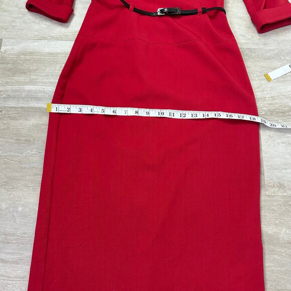 Black Halo Jackie O Three-quarter Sleeve Sheath Dress In Red  Women’s Size 4 - Picture 9 of 10